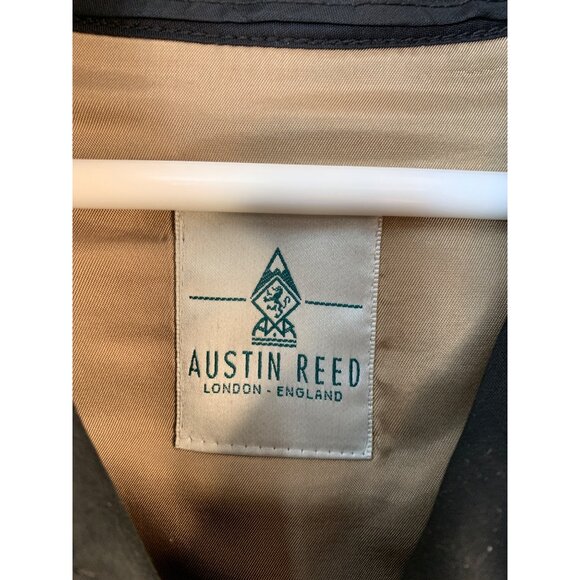 VTG Austin Reed Mens 40S Trench Coat Rain & Stain Repellent Wool Liner Black - Picture 2 of 11